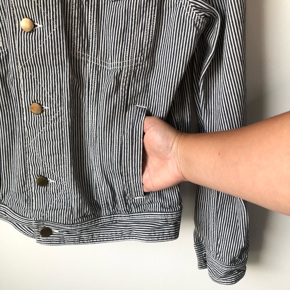 AMI Striped Denim Jacket Black and White - Picture 6 of 16